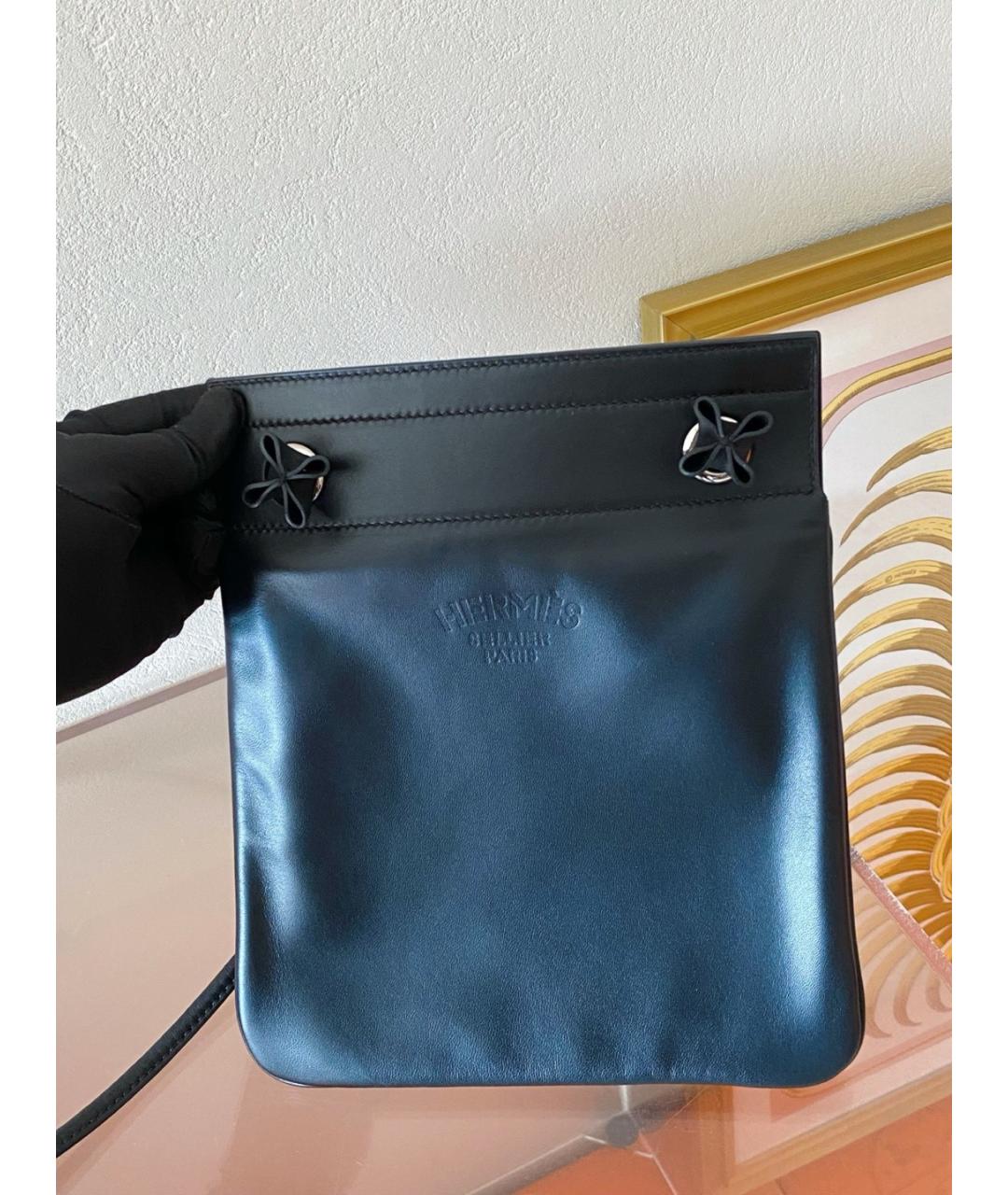 HERMES Черная кожаная сумка через плечо, фото 3