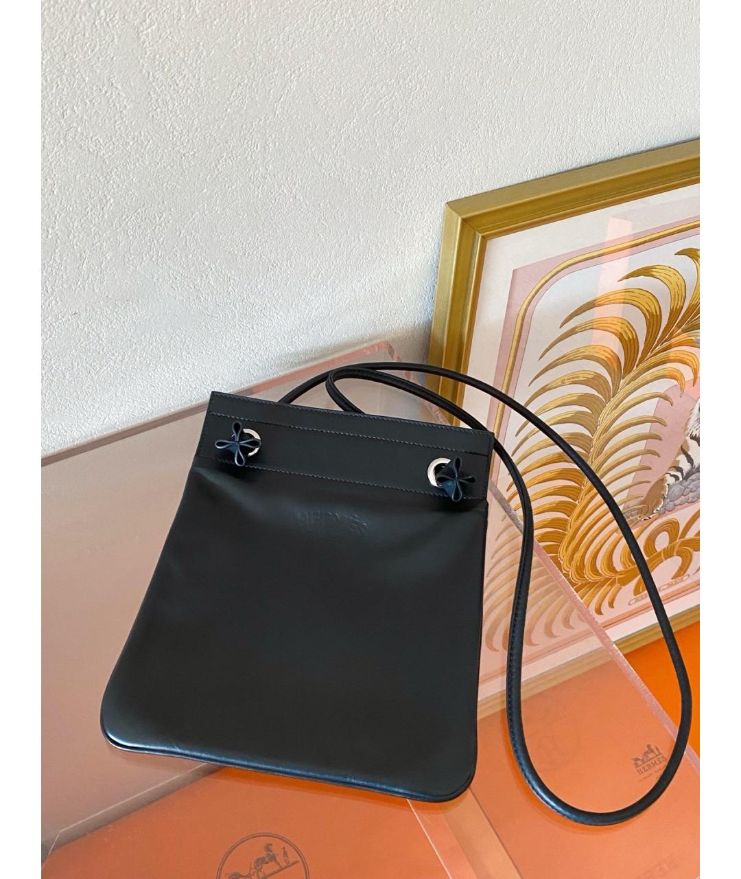 HERMES Черная кожаная сумка через плечо, фото 5