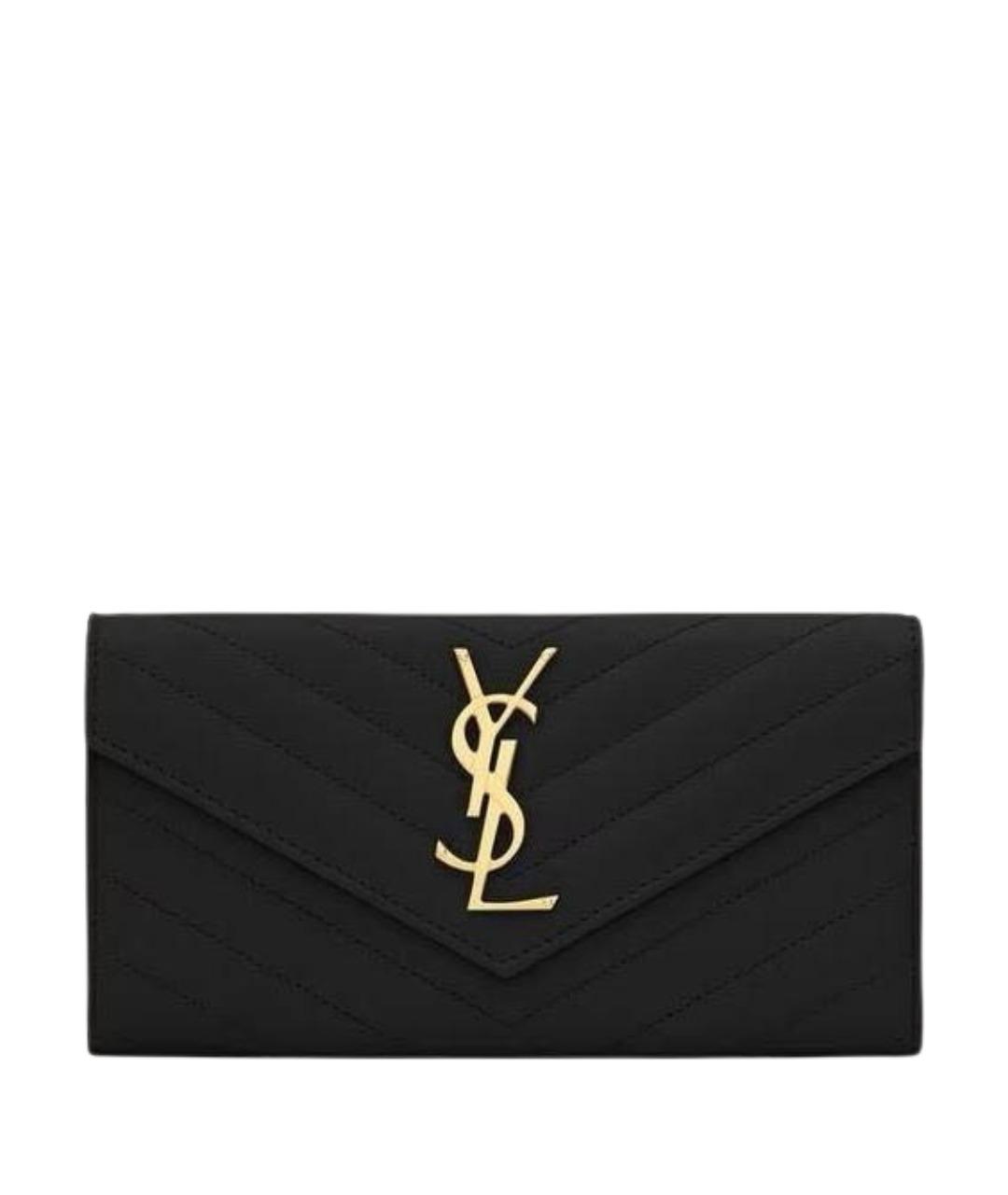 SAINT LAURENT Черный кожаный кошелек, фото 1