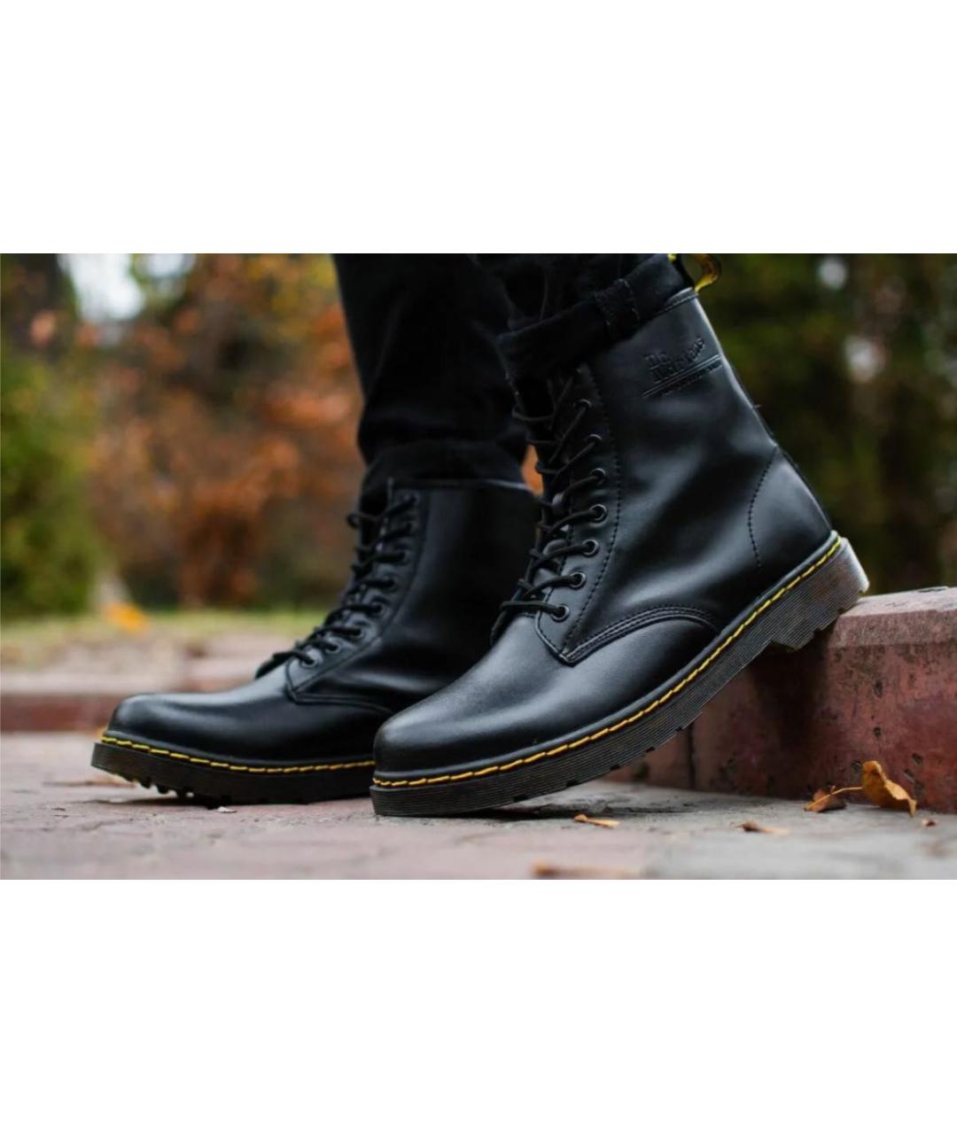 DR. MARTENS Черные кожаные высокие ботинки, фото 2