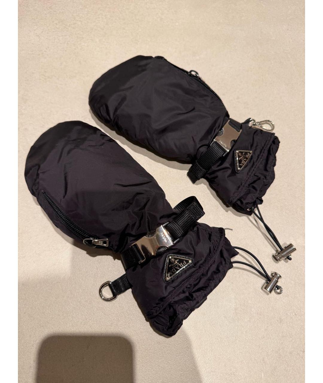 PRADA Черные синтетические варежки, фото 8