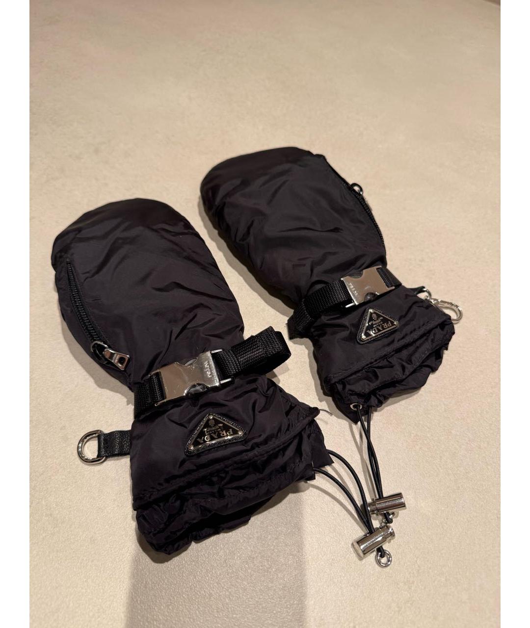 PRADA Черные синтетические варежки, фото 3