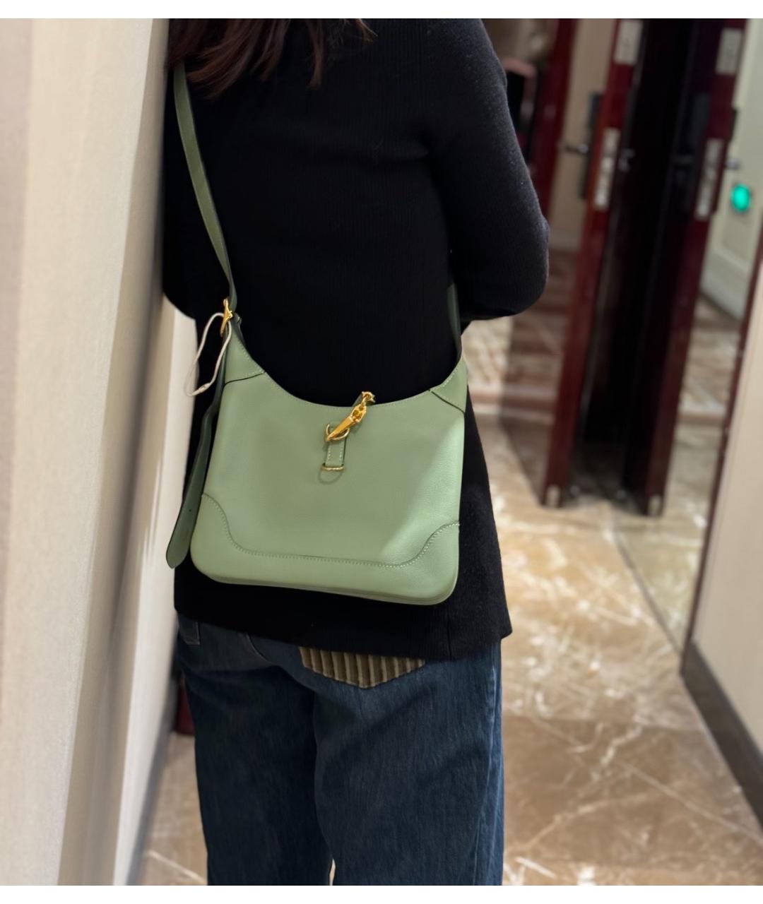 HERMES Зеленая кожаная сумка через плечо, фото 6