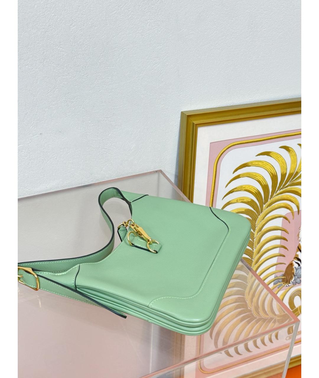 HERMES Зеленая кожаная сумка через плечо, фото 4