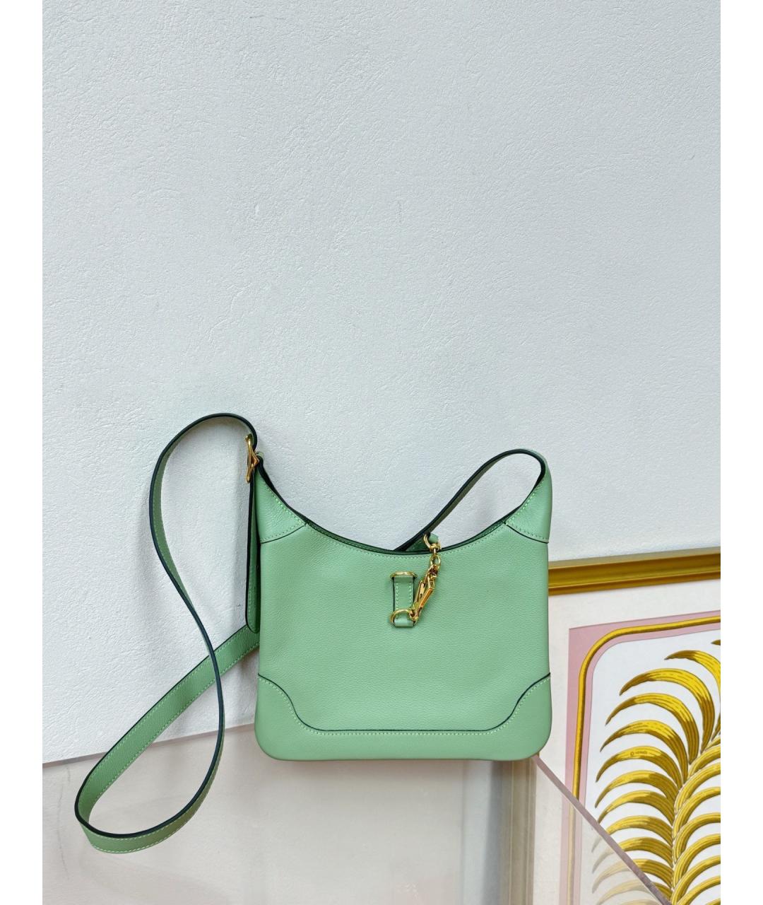 HERMES Зеленая кожаная сумка через плечо, фото 7
