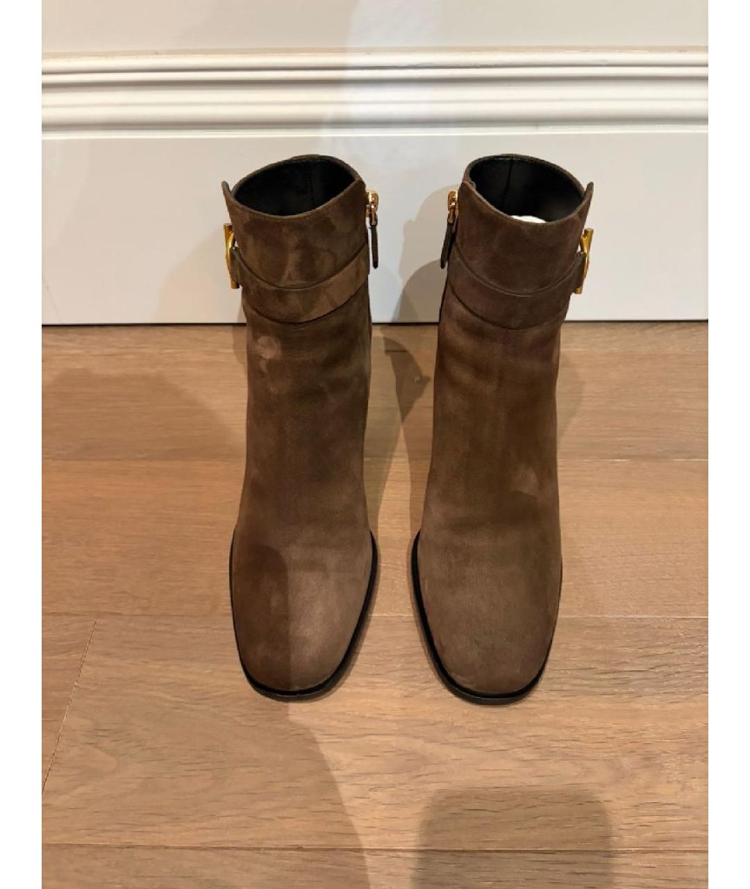 HERMES Коричневые замшевые ботильоны, фото 2