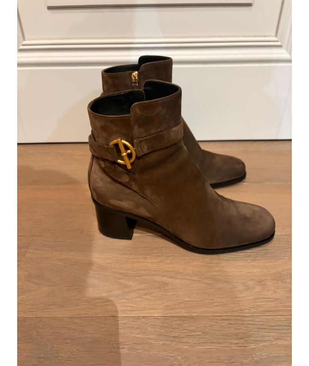 HERMES Коричневые замшевые ботильоны, фото 5