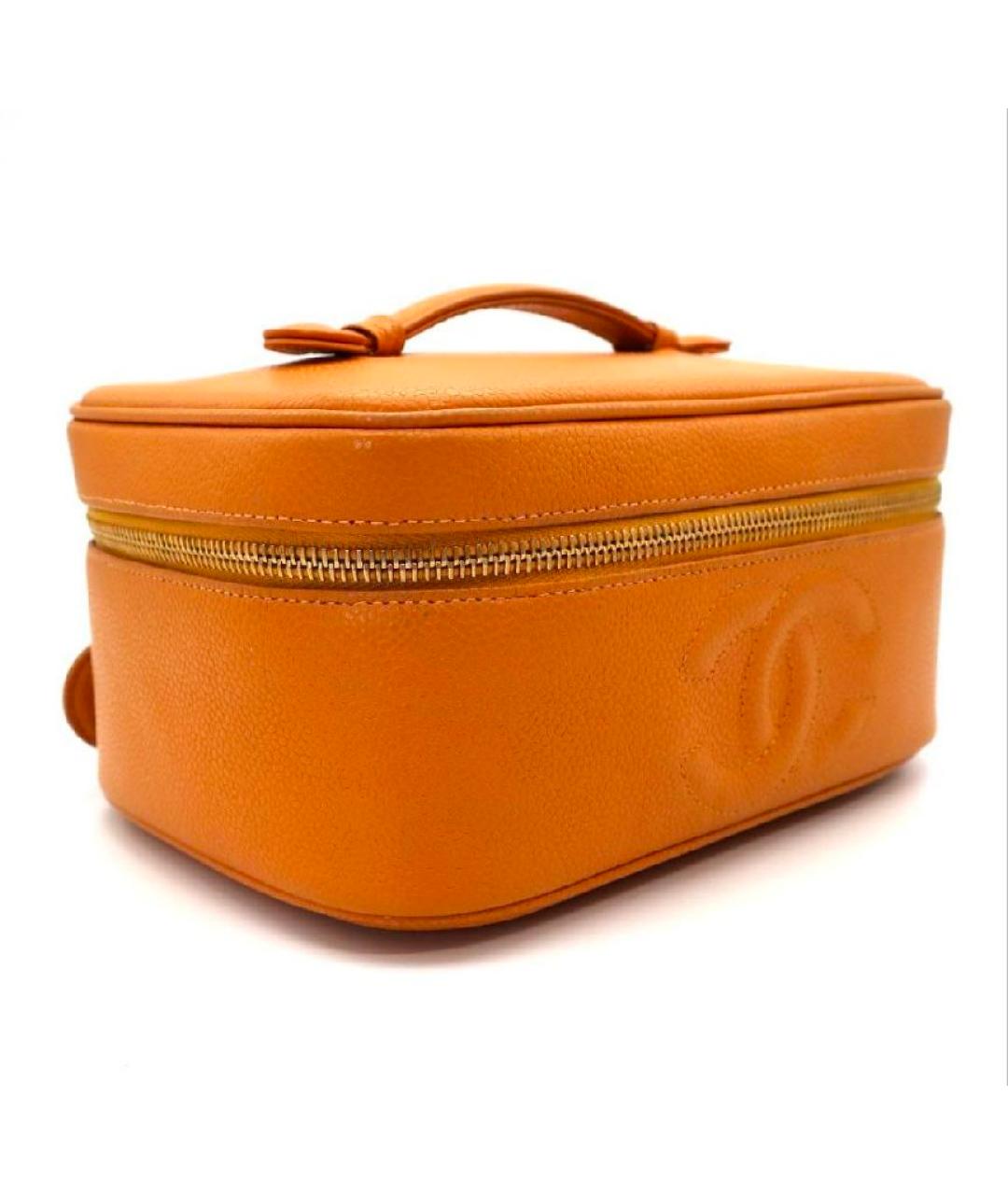 CHANEL Оранжевая кожаная сумка с короткими ручками, фото 2