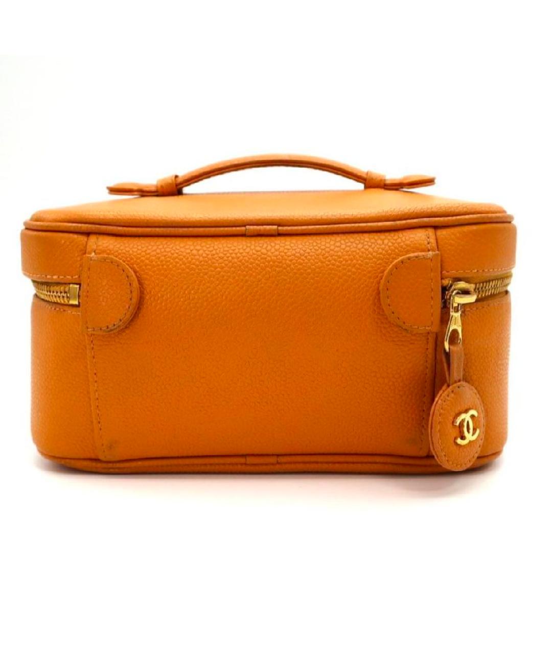 CHANEL Оранжевая кожаная сумка с короткими ручками, фото 4