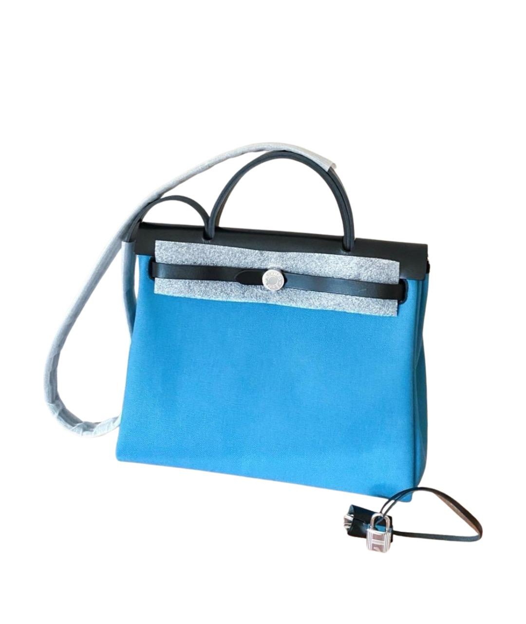 HERMES Голубая тканевая сумка через плечо, фото 1