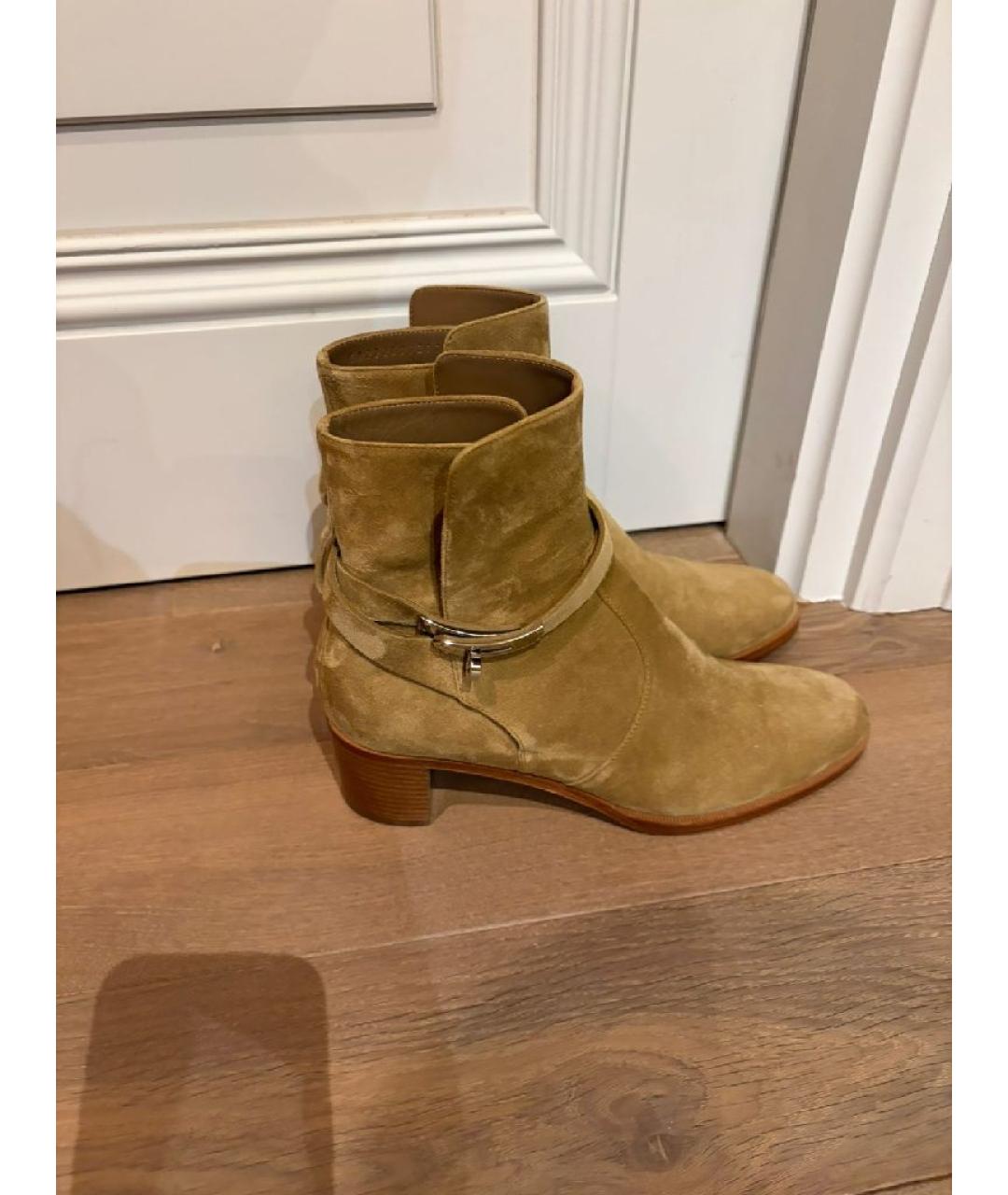 HERMES Бежевые замшевые ботильоны, фото 6