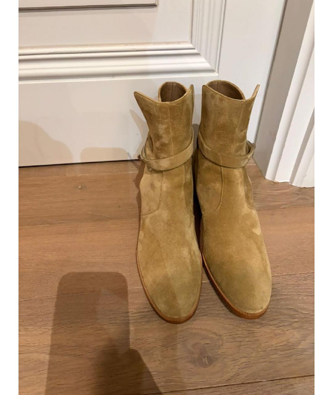 HERMES Бежевые замшевые ботильоны, фото 2