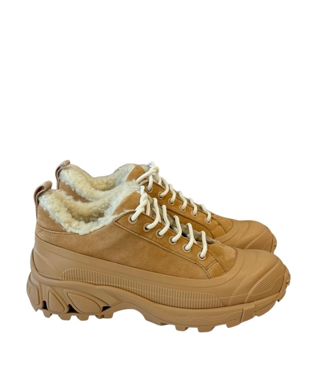 BURBERRY Бежевые замшевые кроссовки, фото 1