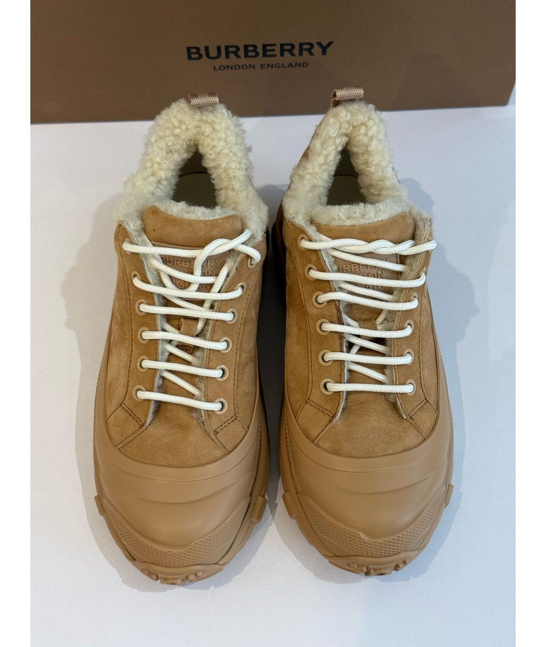 BURBERRY Бежевые замшевые кроссовки, фото 6