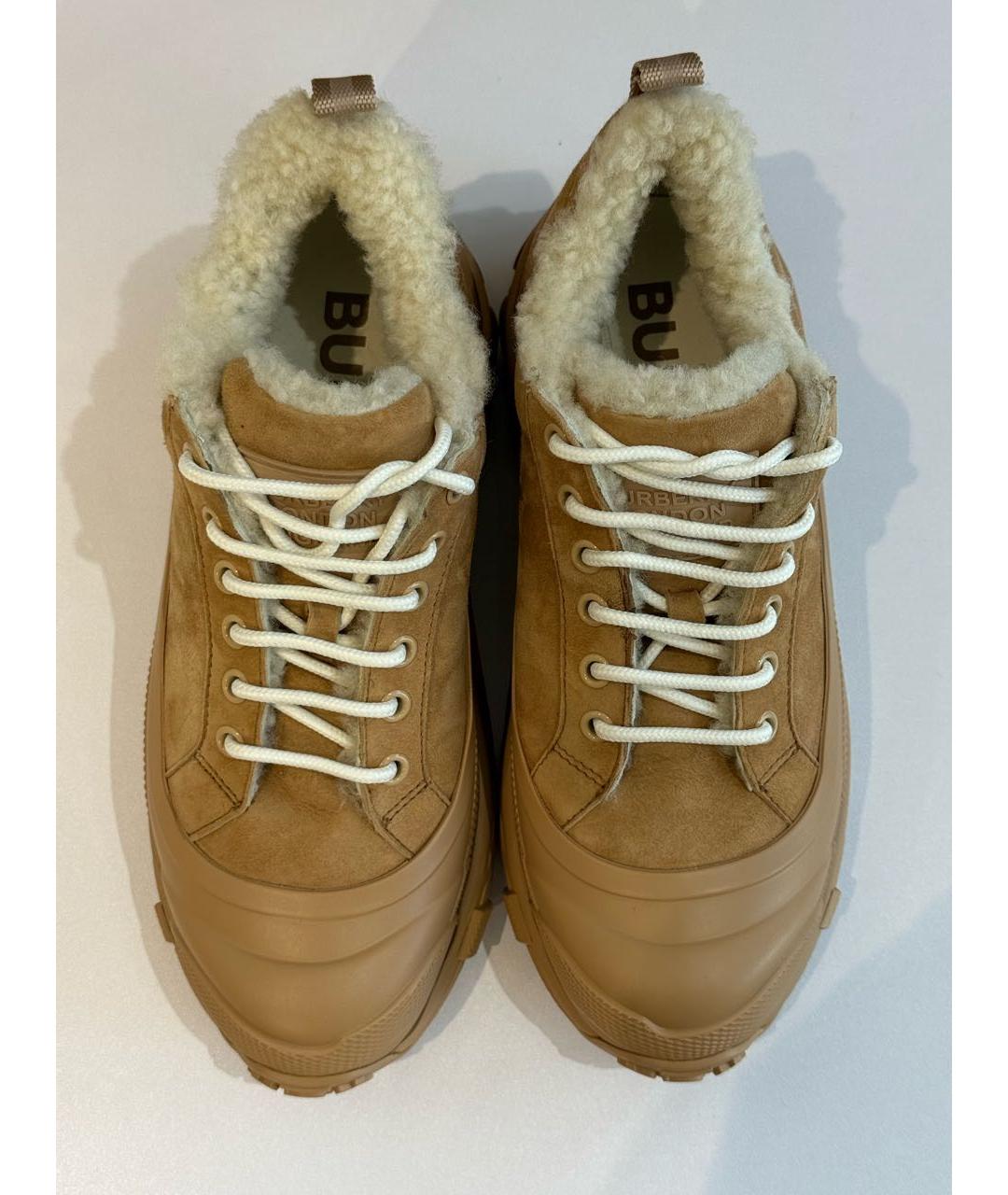 BURBERRY Бежевые замшевые кроссовки, фото 3