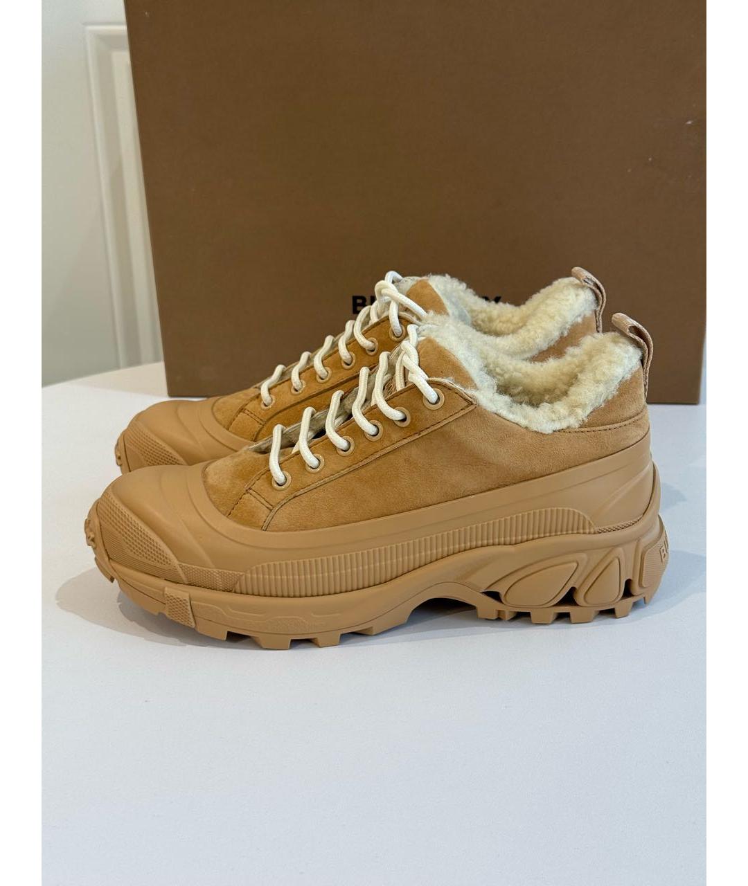 BURBERRY Бежевые замшевые кроссовки, фото 9