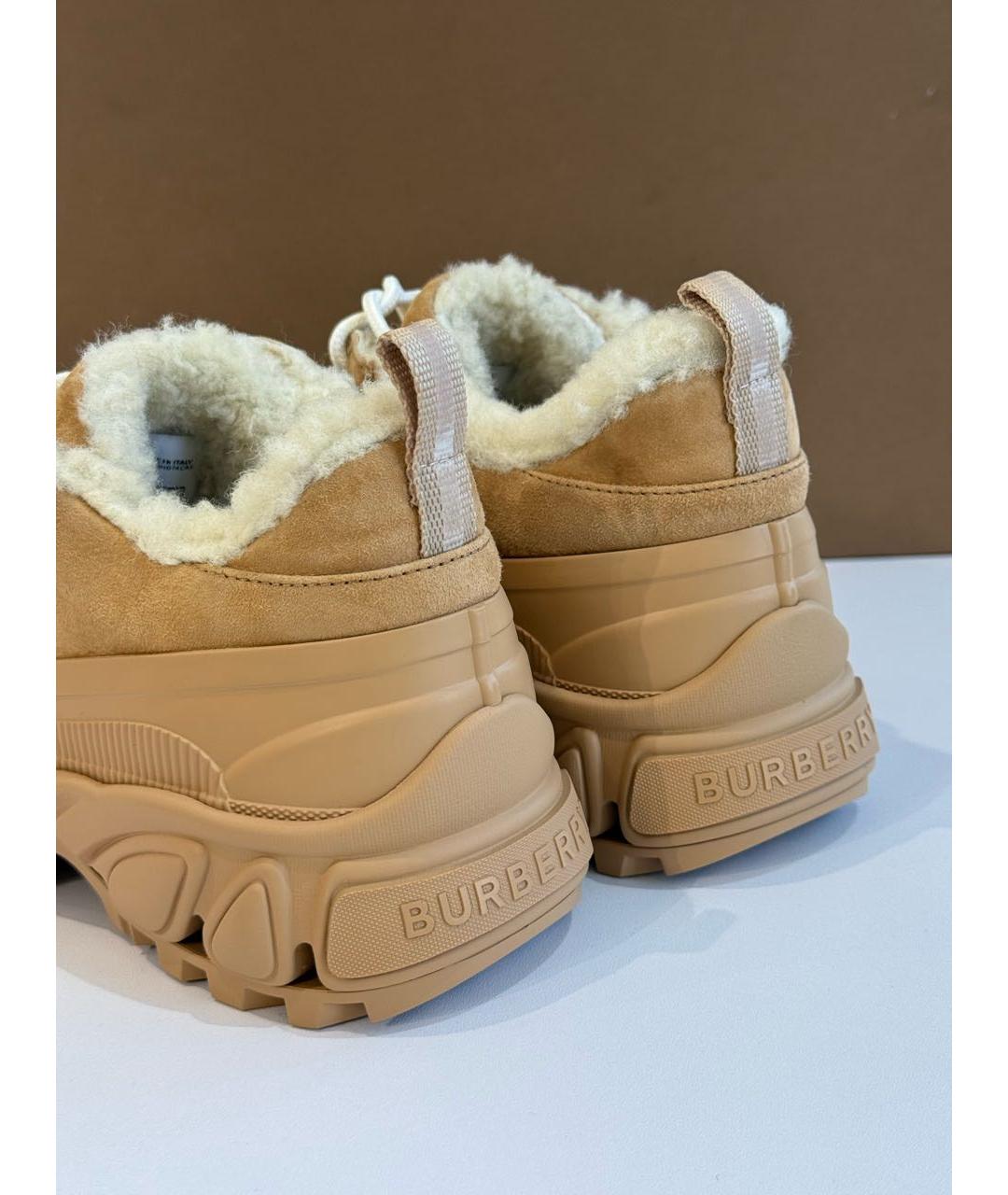 BURBERRY Бежевые замшевые кроссовки, фото 8