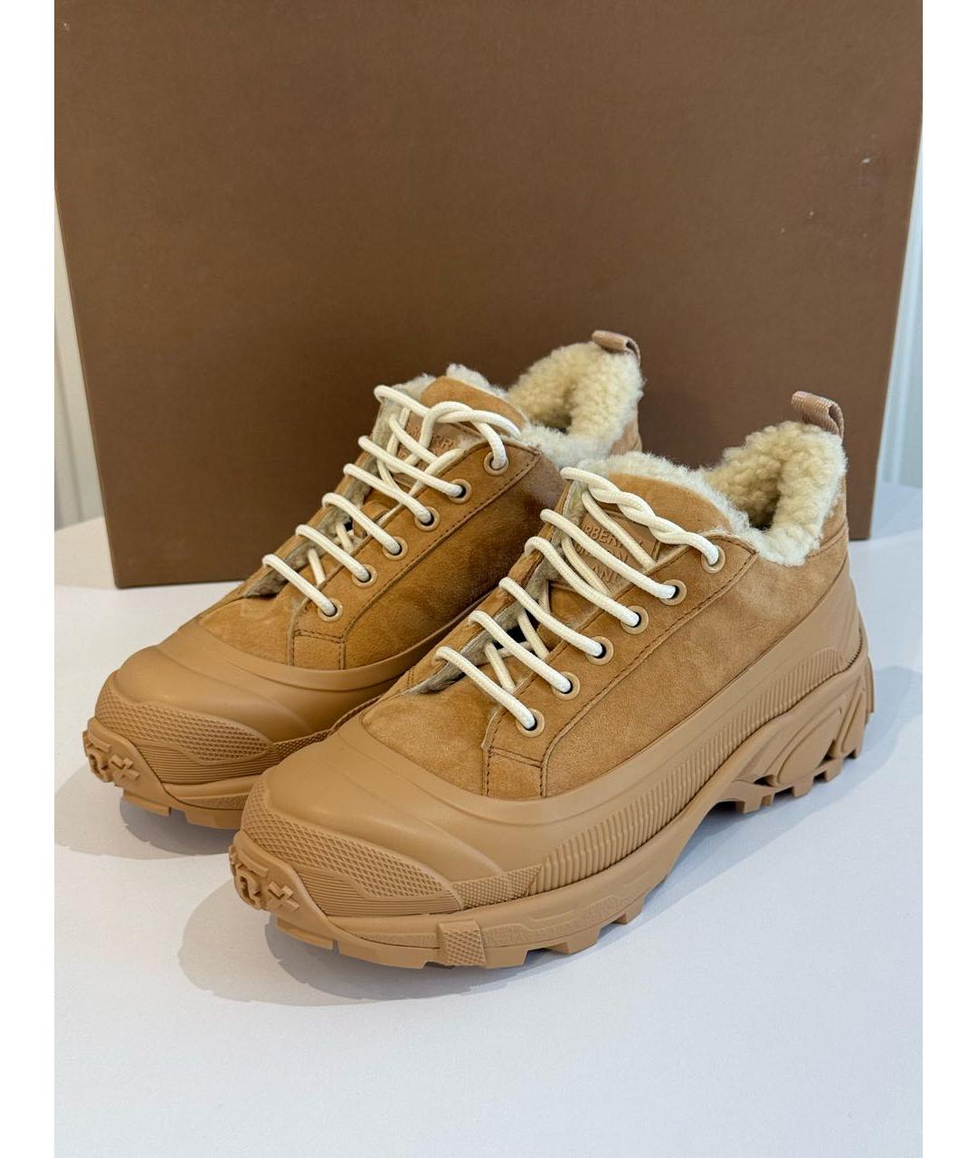 BURBERRY Бежевые замшевые кроссовки, фото 5