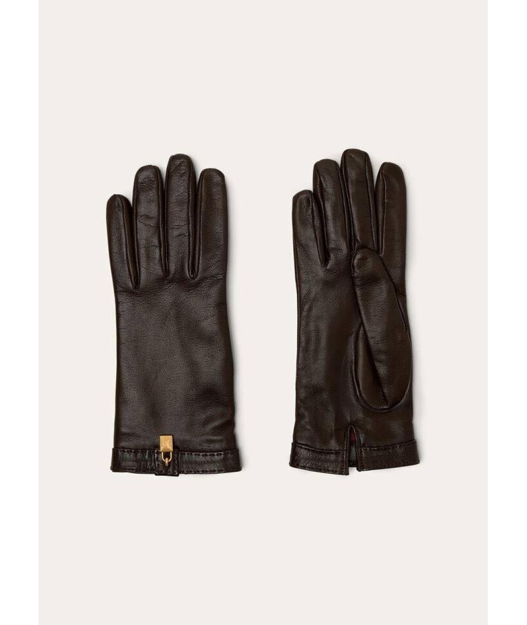 LORO PIANA Коричневые кожаные перчатки, фото 5