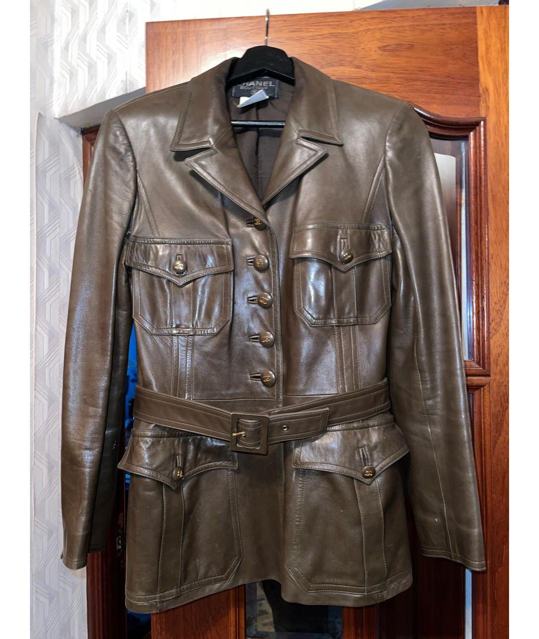 CHANEL Коричневая кожаная куртка, фото 7