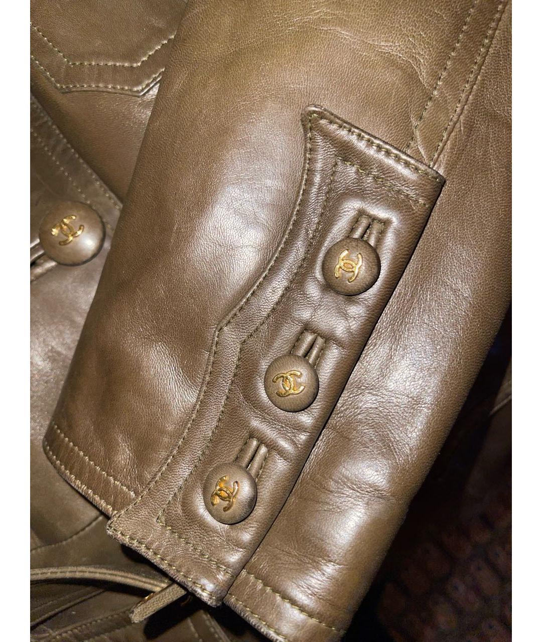 CHANEL Коричневая кожаная куртка, фото 4