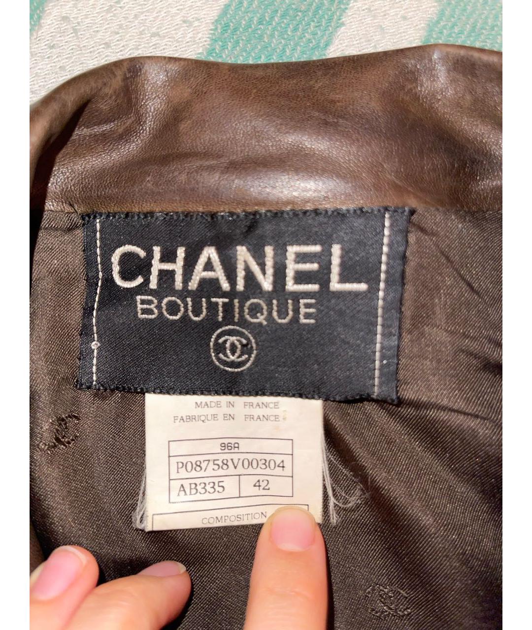 CHANEL Коричневая кожаная куртка, фото 3