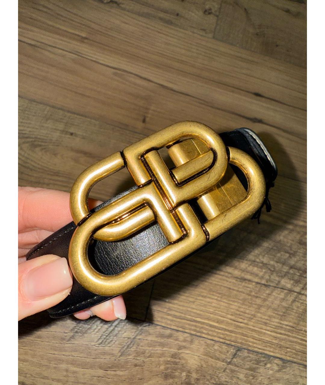 BALENCIAGA Черный кожаный ремень, фото 5