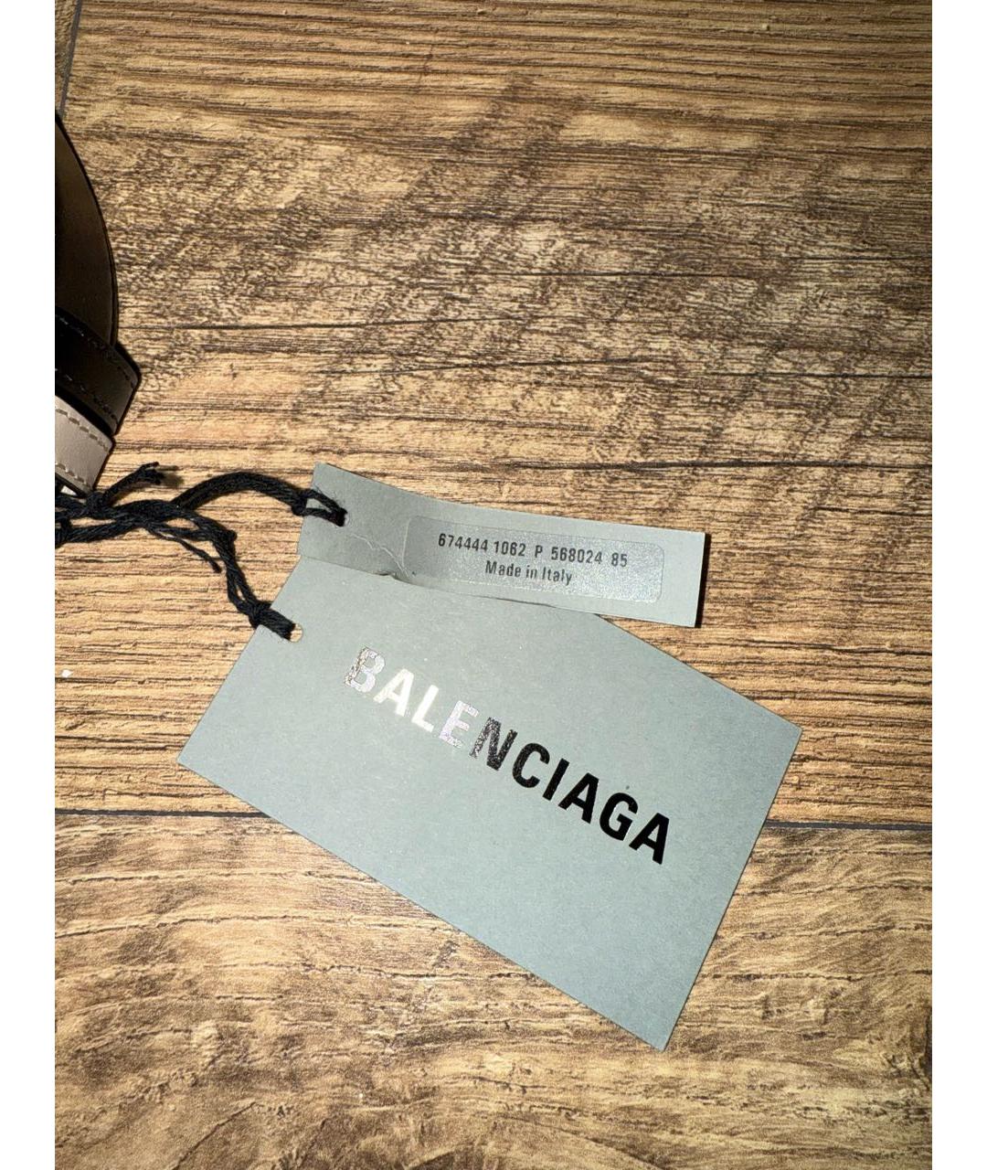 BALENCIAGA Черный кожаный ремень, фото 4