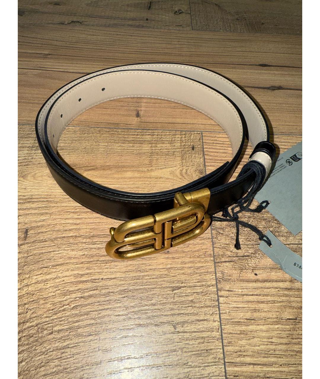 BALENCIAGA Черный кожаный ремень, фото 9