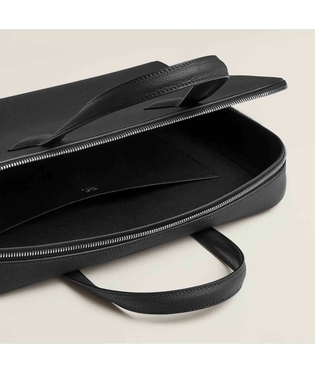 HERMES Черный кожаный портфель, фото 2