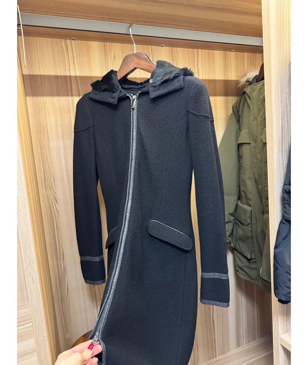 EMPORIO ARMANI Черное шерстяное пальто, фото 6