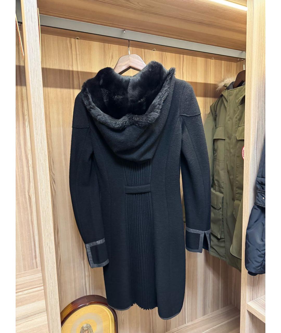 EMPORIO ARMANI Черное шерстяное пальто, фото 2