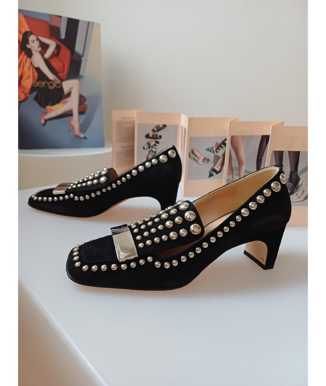 SERGIO ROSSI Черные замшевые туфли, фото 2