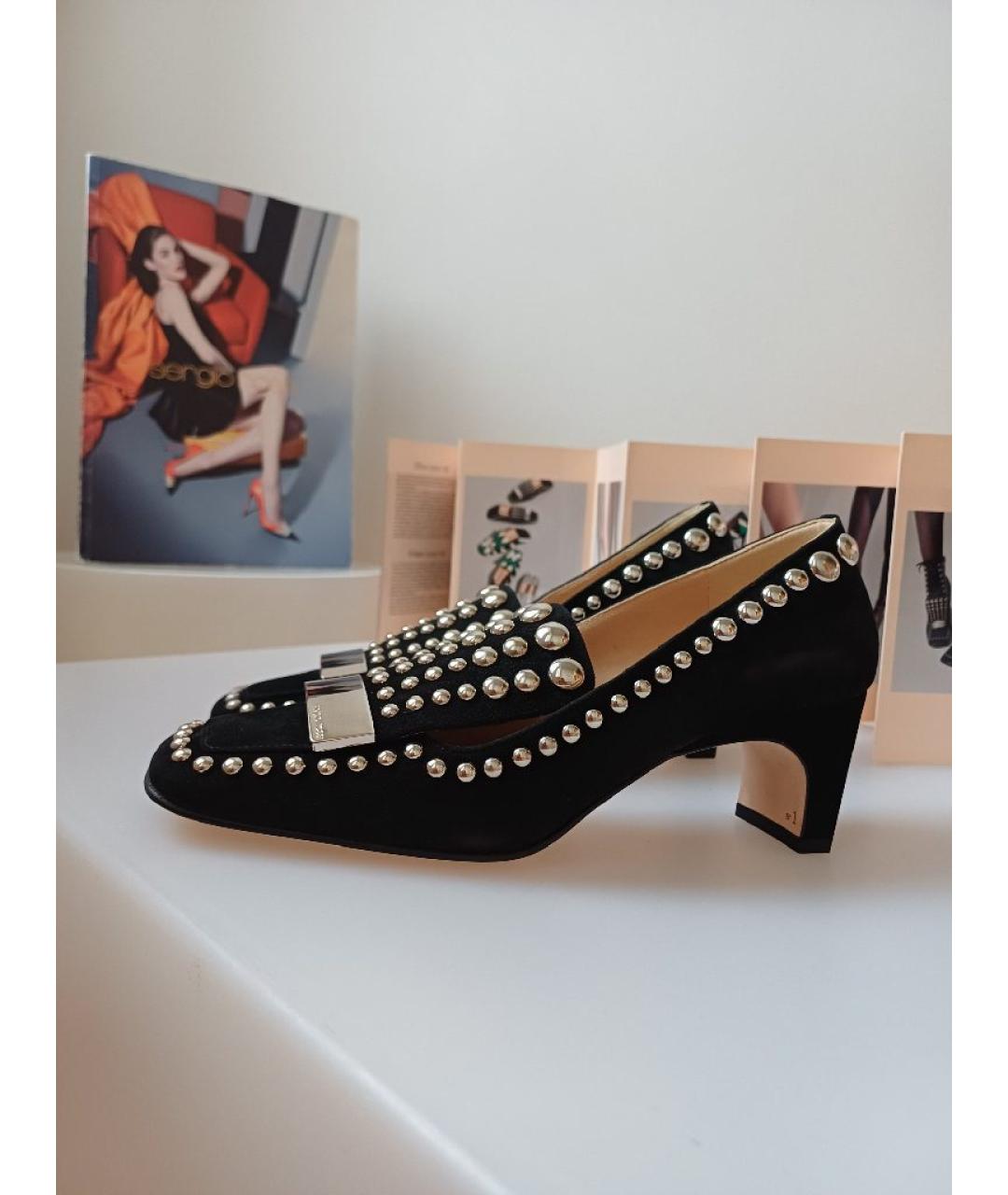 SERGIO ROSSI Черные замшевые туфли, фото 3