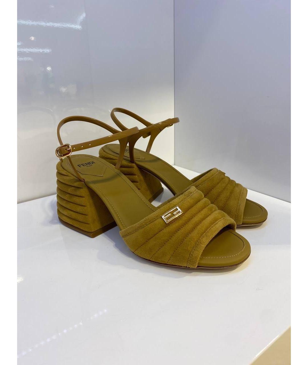 FENDI Горчичные босоножки, фото 3