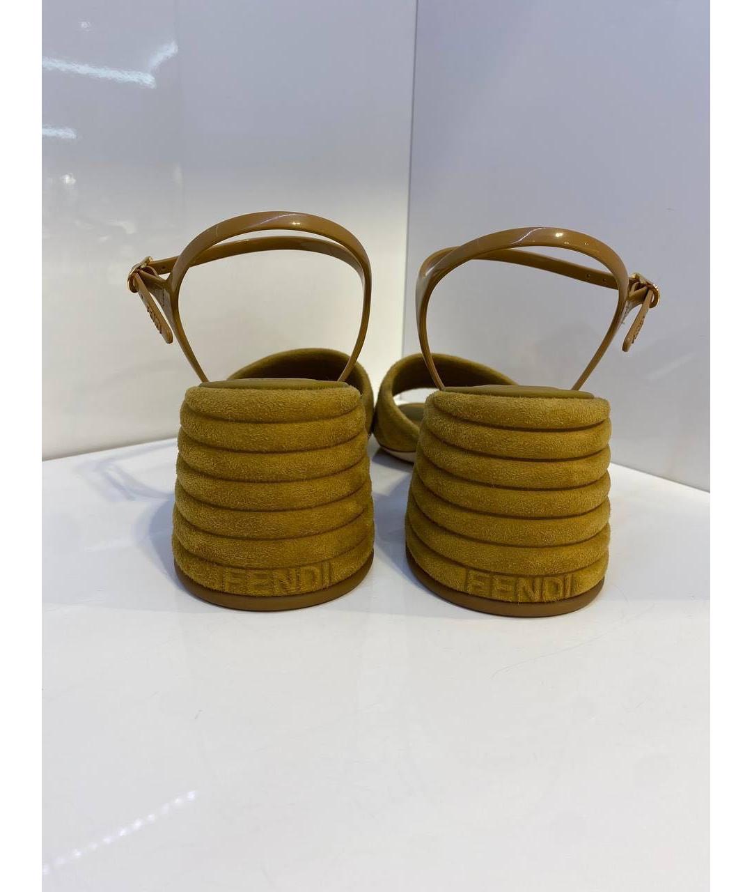 FENDI Горчичные босоножки, фото 4
