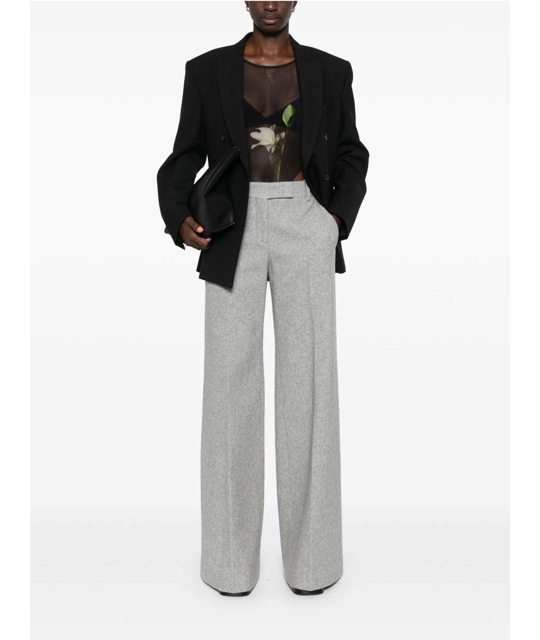 ERMANNO SCERVINO Серые шерстяные брюки широкие, фото 5