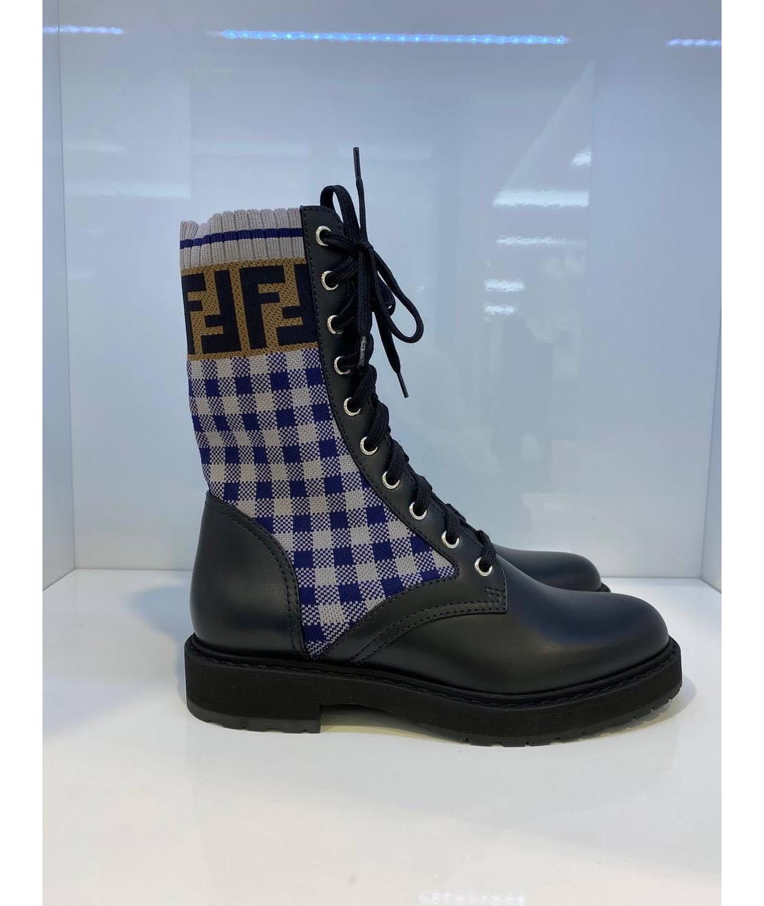 FENDI Черные кожаные ботинки, фото 2