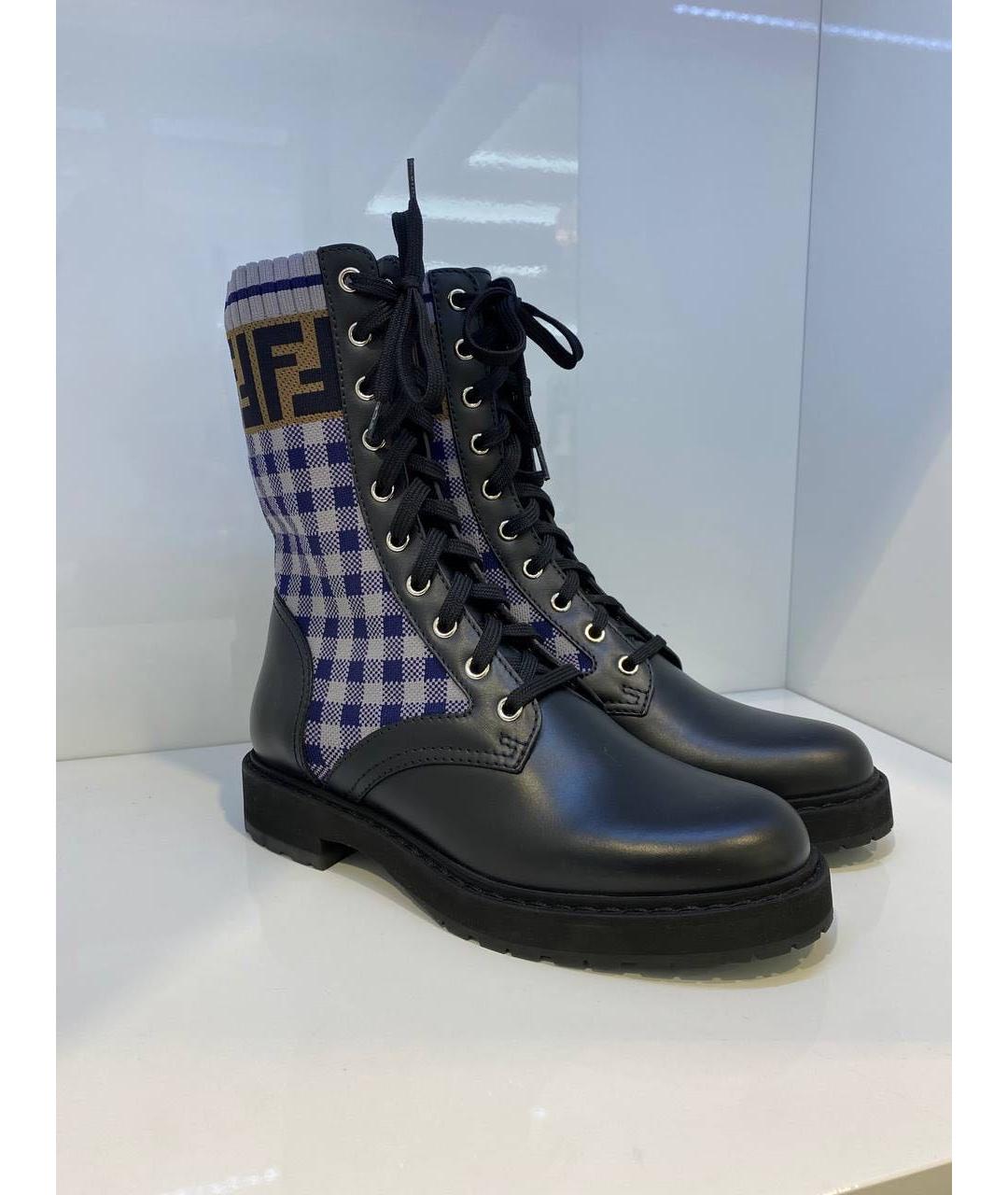 FENDI Черные кожаные ботинки, фото 3