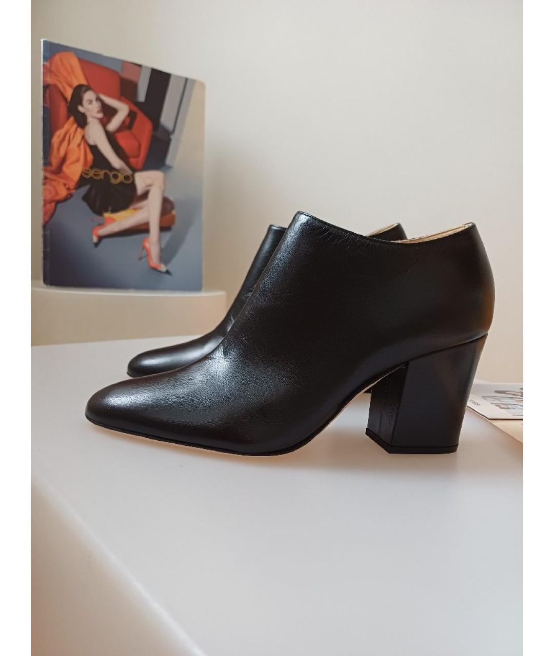 SERGIO ROSSI Черные кожаные ботильоны, фото 4