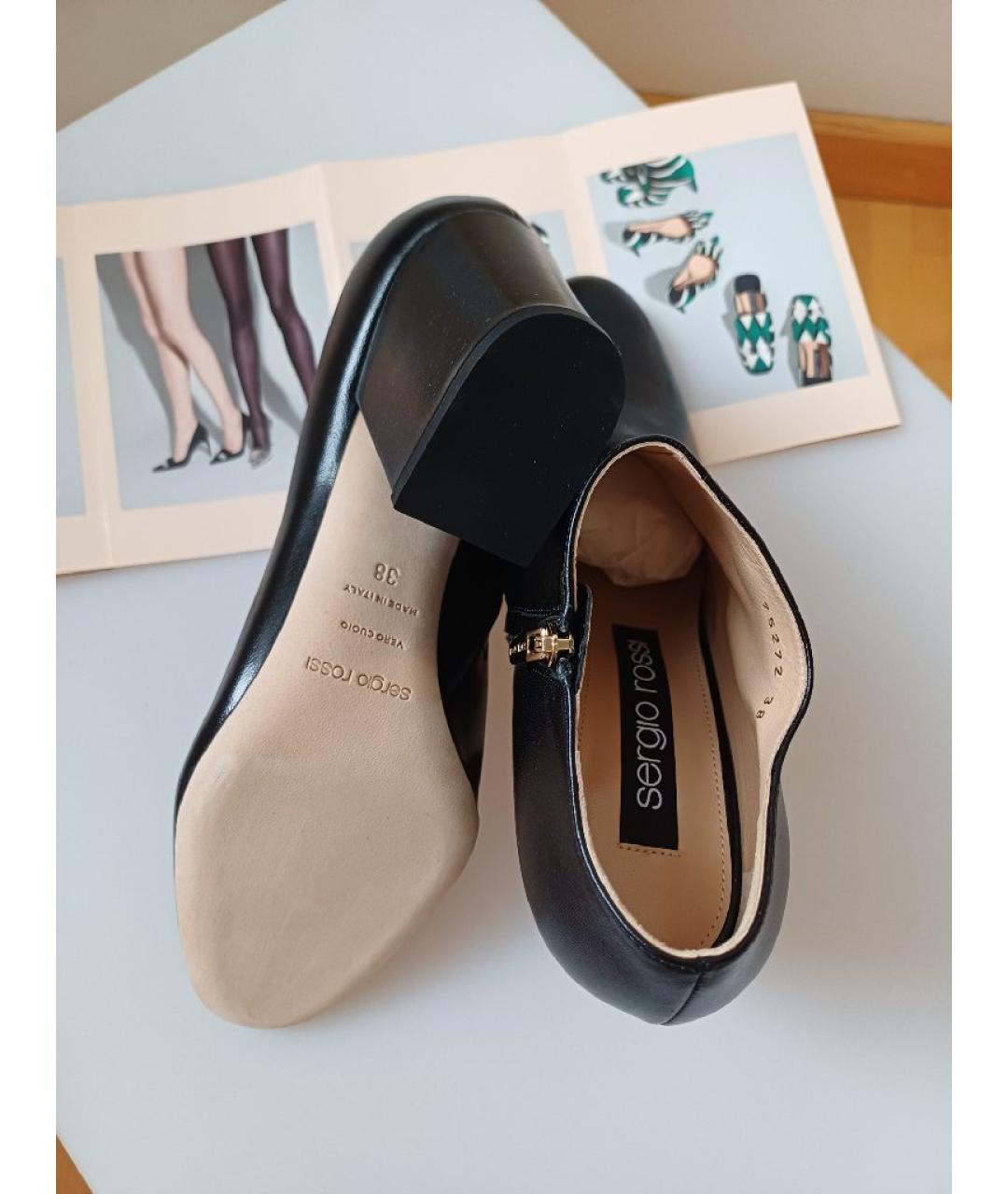 SERGIO ROSSI Черные кожаные ботильоны, фото 8