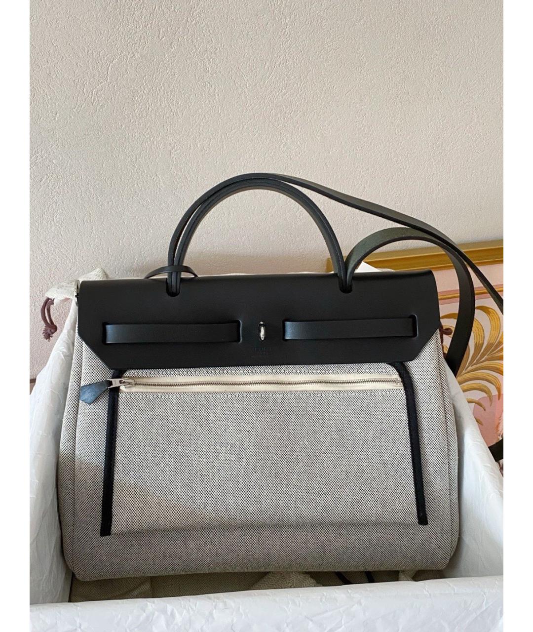 HERMES Серая тканевая сумка через плечо, фото 3