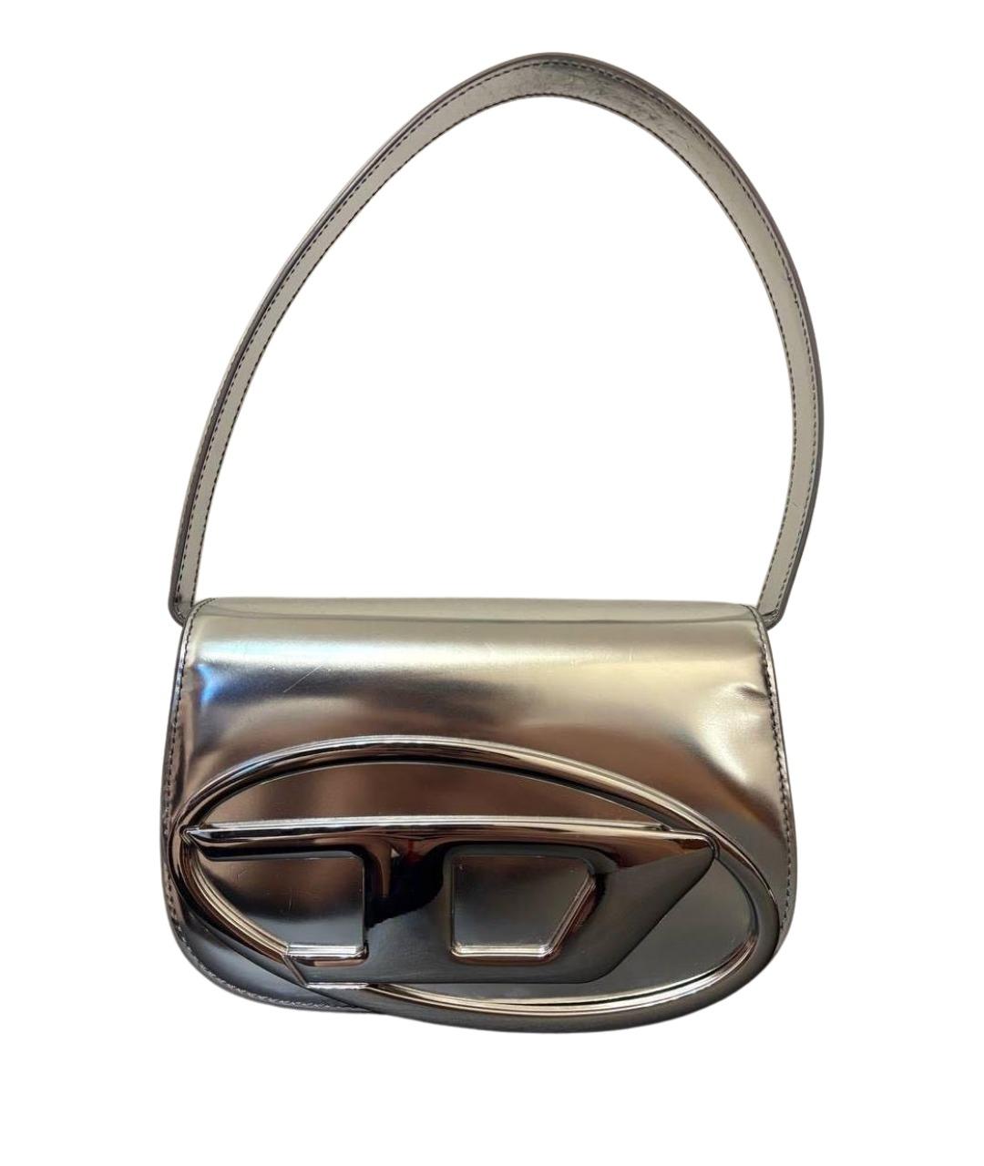 DIESEL Серебряная сумка с короткими ручками из лакированной кожи, фото 1