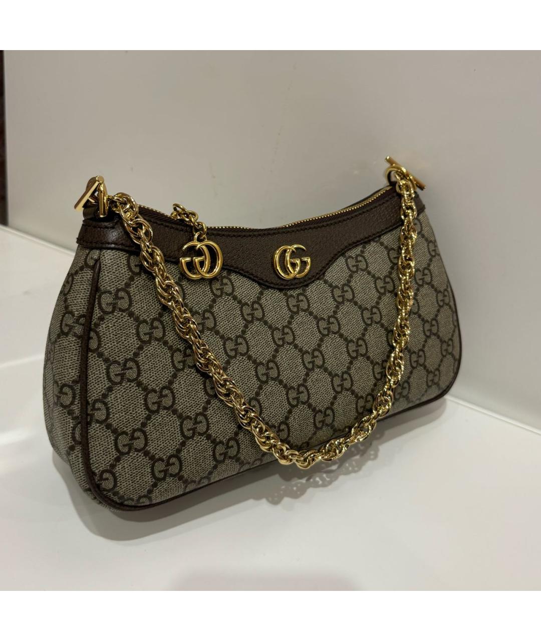 GUCCI Бежевая кожаная сумка с короткими ручками, фото 2