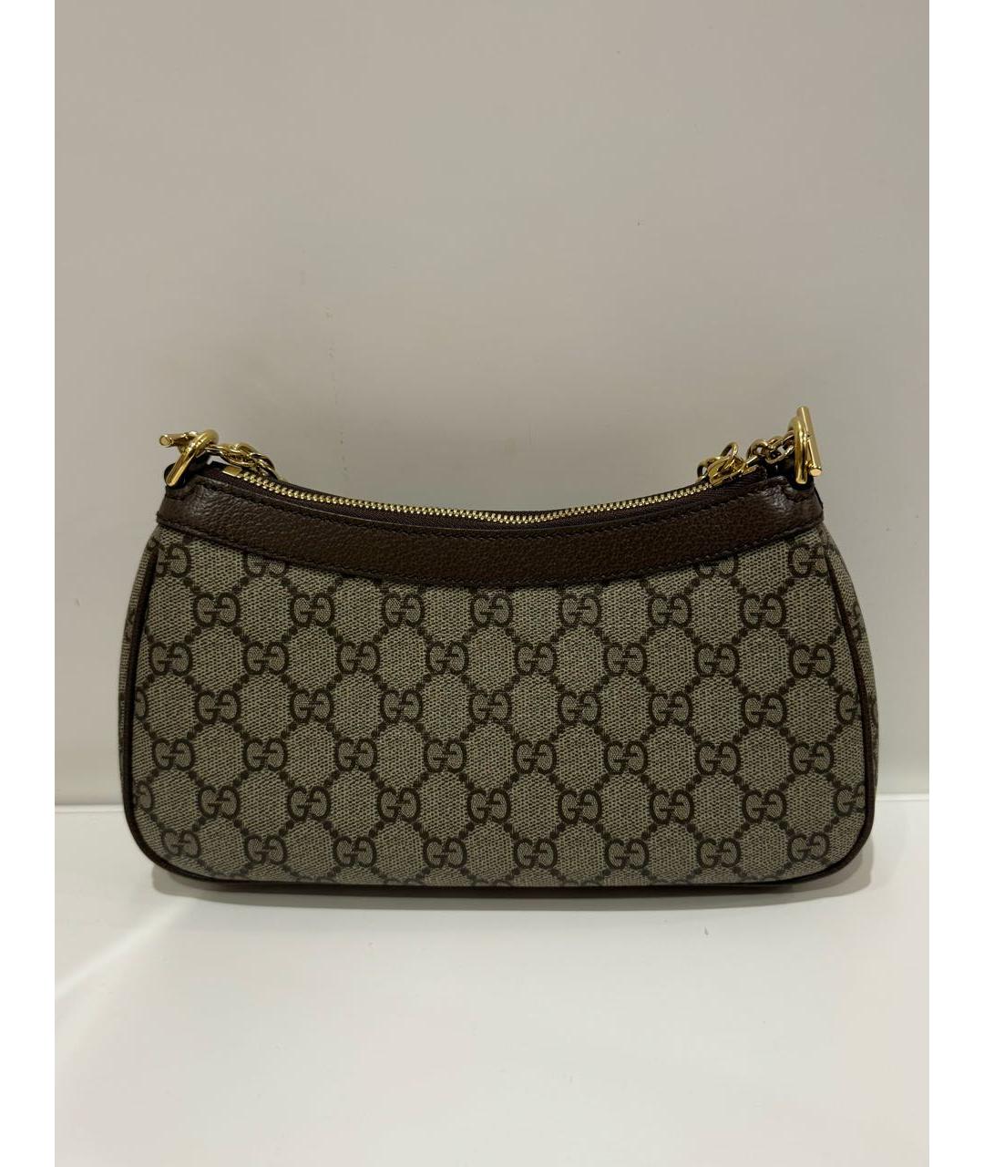 GUCCI Бежевая кожаная сумка с короткими ручками, фото 3