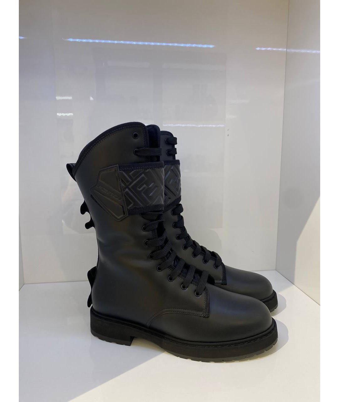 FENDI Черные кожаные ботинки, фото 2