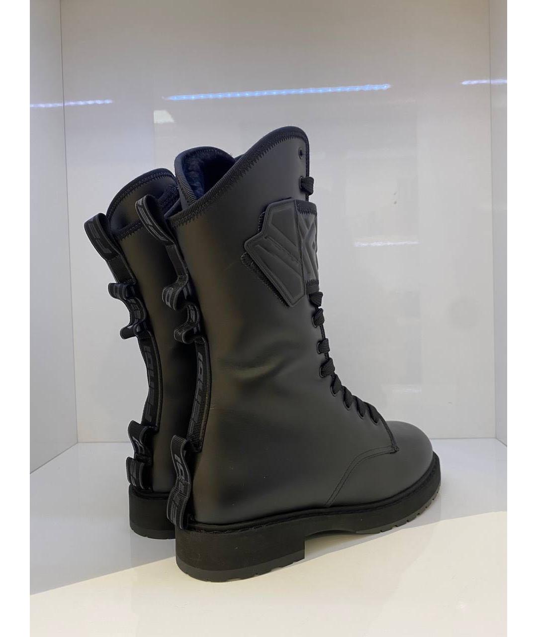 FENDI Черные кожаные ботинки, фото 4