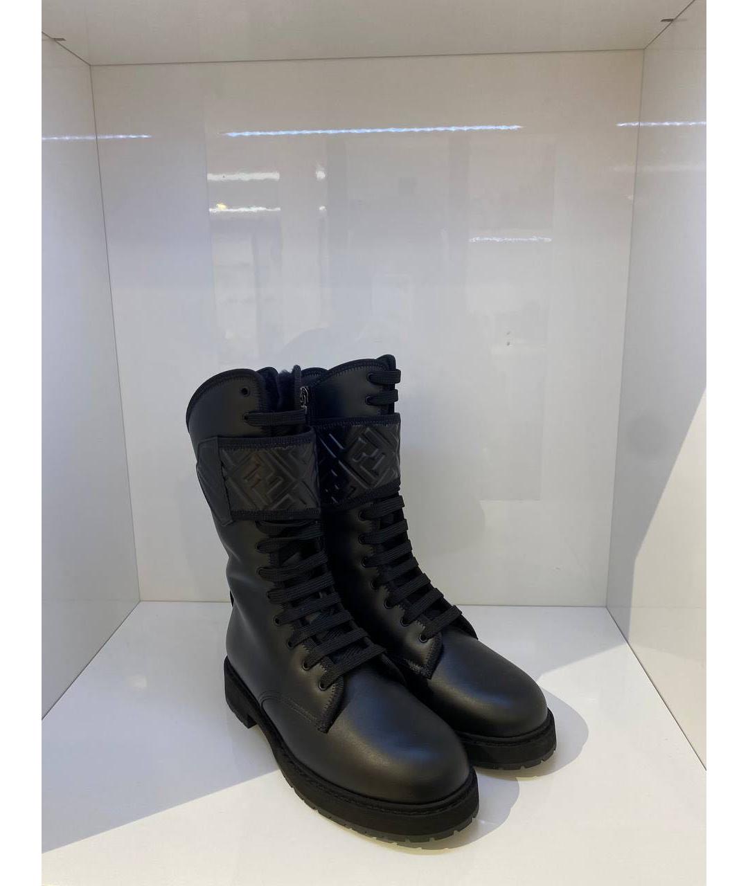 FENDI Черные кожаные ботинки, фото 3