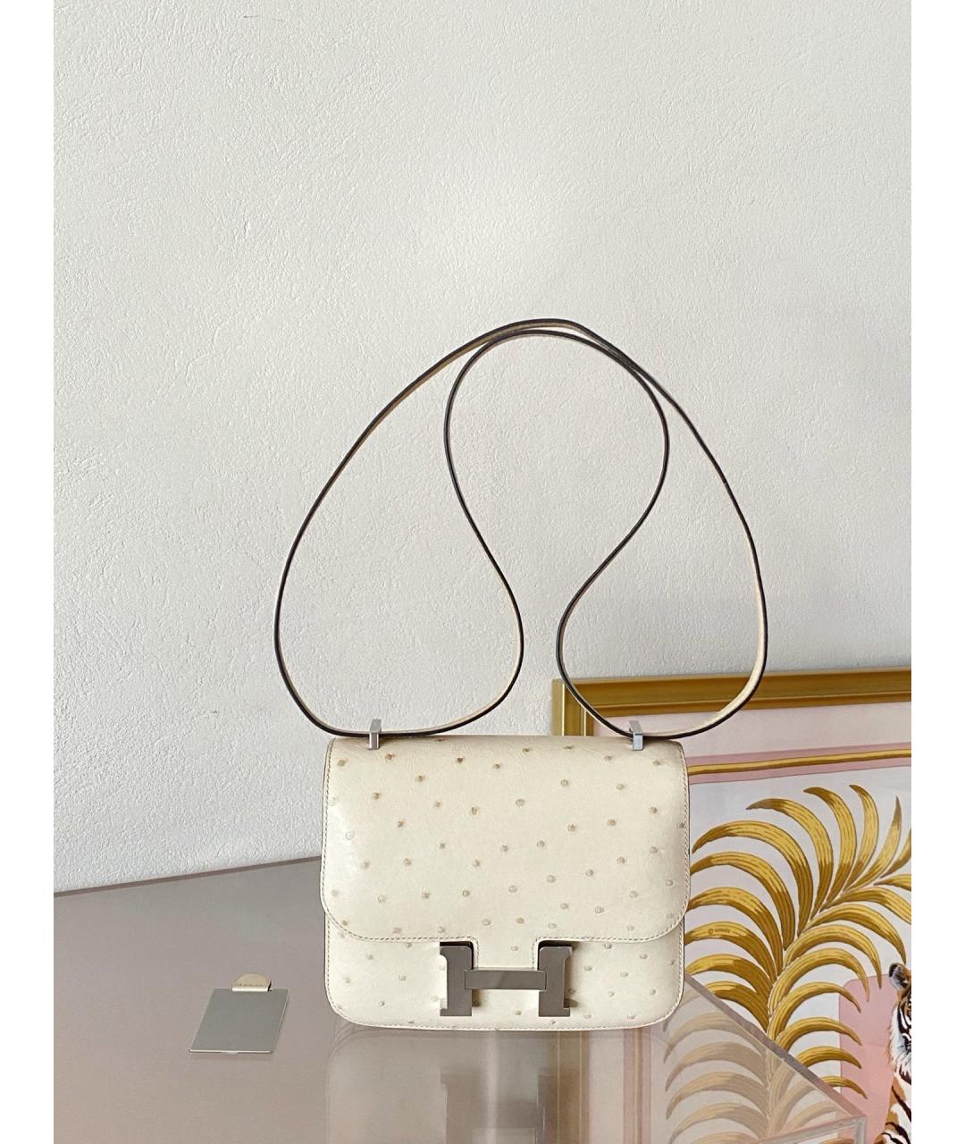 HERMES Бежевая сумка через плечо из экзотической кожи, фото 7