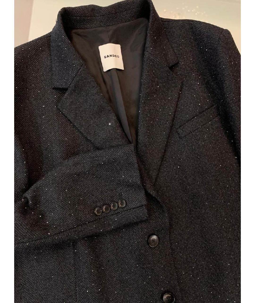 SANDRO Серый шерстяной костюм с брюками, фото 7